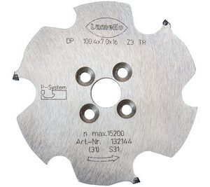 P-System fresa CNC, DP (diamante), Ø100.4x7xØ16 mm, Z3, NL 4xØ5.5xØ28 mm