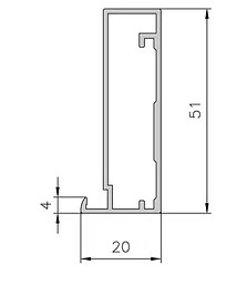 PERFIL VITRINA MODELO MÁLAGA CON CRISTAL MATE
